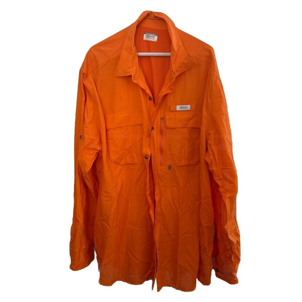 Gander‎ Mountain Mens Orange Long Sleeve Hunting Guide Size 3XL Cargo Button